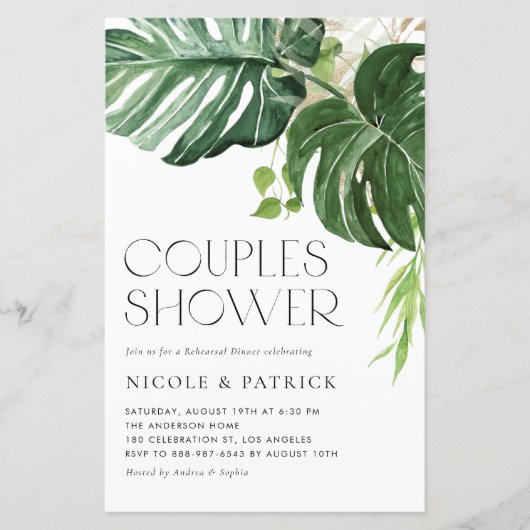 Monstera Leaves Summer Couples Shower (Voorkant)