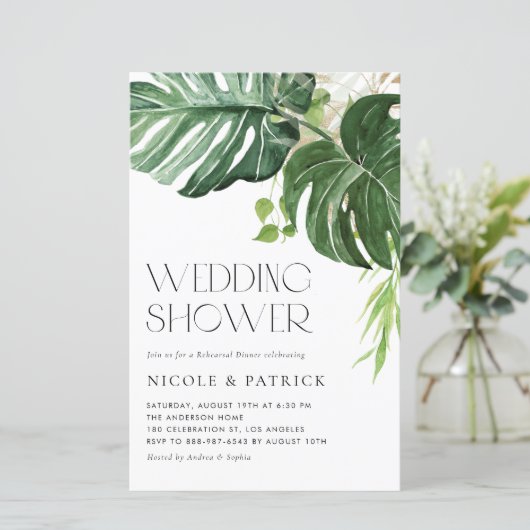 Monstera Leaves Summer Wedding Shower (Staand voorkant)
