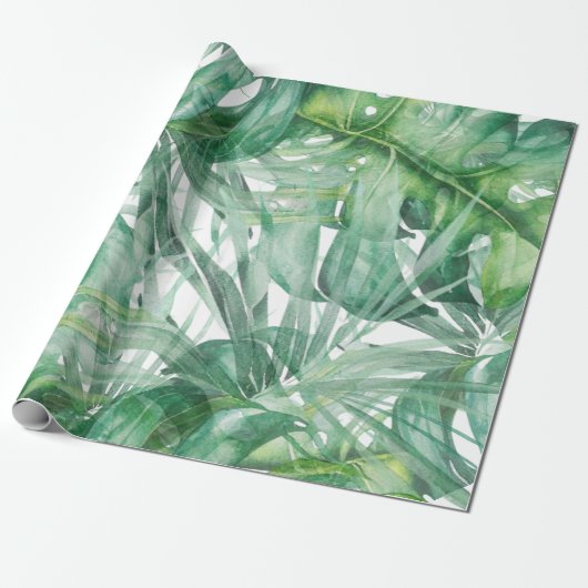 Monstera Leaves Tropical Cadeaupapier (Uitgerold)