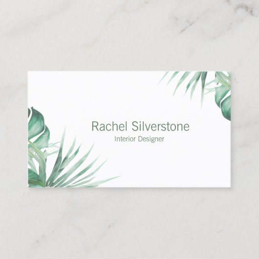 Monstera Leaves Tropical Return Address Visitekaartje (Achterkant)