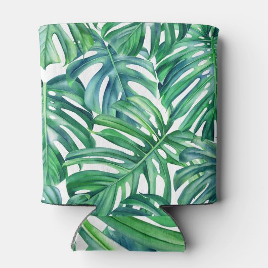 Monstera Leaves: Waterverf Oerwoud. Blikjeskoeler (Achterkant)