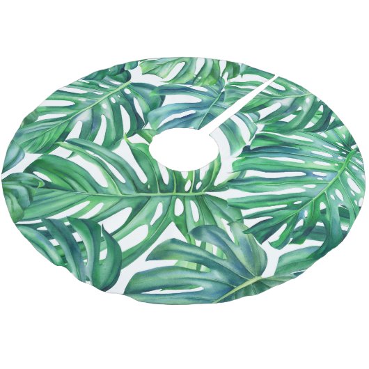 Monstera Leaves: Waterverf Oerwoud. Kerstboom Rok (Gekanteld)