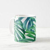 Monstera Leaves: Waterverf Oerwoud. Koffiemok (Voorkant links)