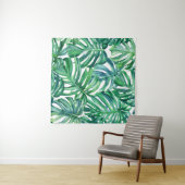 Monstera Leaves: Waterverf Oerwoud. Wandkleed (In Situ (horizontaal))