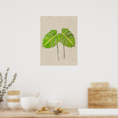 Monstera Leaves Waterverf op Linen Poster (Keuken)