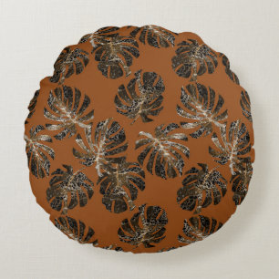 Monstera Leeuw Dierenprint Glam 3 Rond Kussen