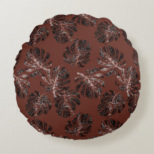 Monstera Leeuw Dierenprint Glam 7 Rond Kussen