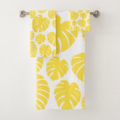 Monstera - Lemon Geel en Wit Bad Handdoek (Insitu)