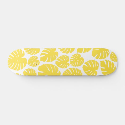 Monstera - Lemon Geel en Wit Persoonlijk Skateboard (Horizontaal)