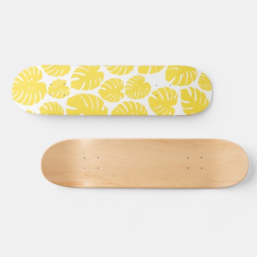 Monstera - Lemon Geel en Wit Persoonlijk Skateboard (Horizontaal)