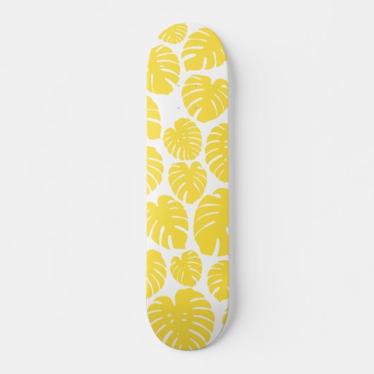 Monstera - Lemon Geel en Wit Persoonlijk Skateboard (Voorkant)
