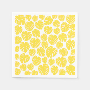 Monstera - Lemon Geel en Wit Servet