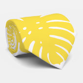 Monstera - Lemon Geel en Wit Stropdas (Opgerold)