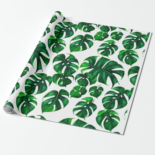 Monstera M bladeren patroon Cadeaupapier (Uitgerold)
