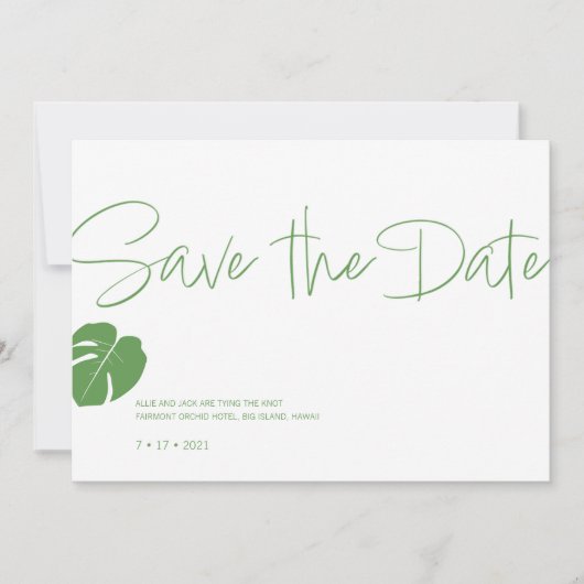 Monstera Mini · Save the Date · Modern Green Kaart (Voorkant)