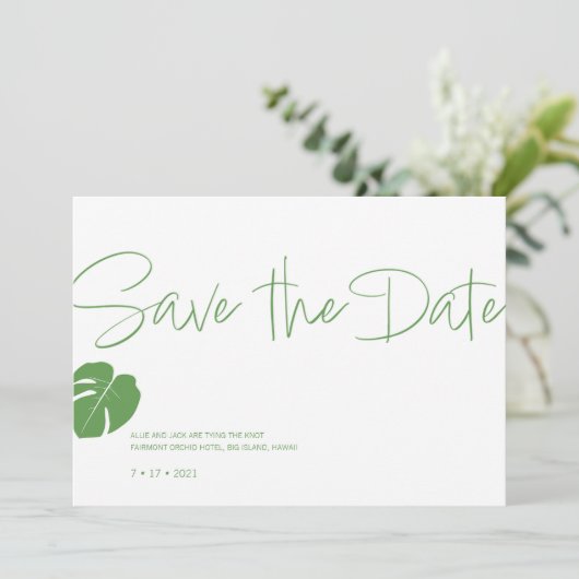 Monstera Mini · Save the Date · Modern Green Kaart (Staand voorkant)