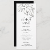 Monstera Minimaal Dubbele Lijn Kunst Trouwmenu Feestdagenkaart (Voorkant / Achterkant)