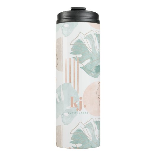 Monstera Minimalist | Modern Boho-monogram Thermosbeker (Voorkant)