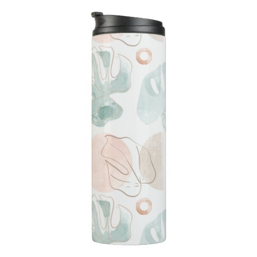 Monstera Minimalist | Modern Boho-monogram Thermosbeker (Geroteerd rechts)