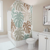 Monstera modern hawaii boho douchegordijn (In situ)