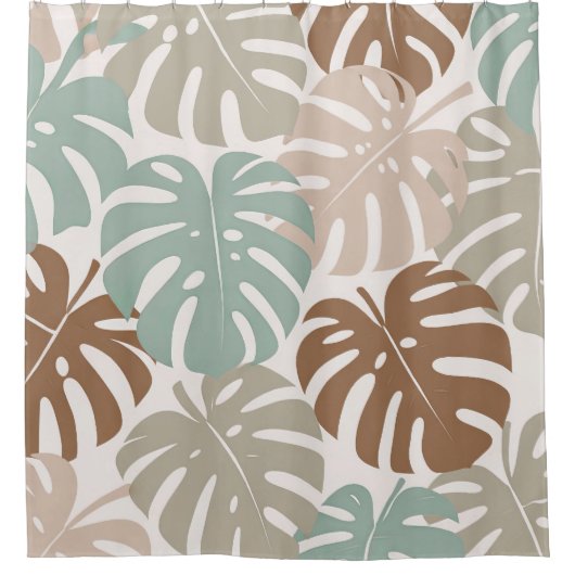 Monstera modern hawaii boho douchegordijn (Voorkant)