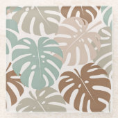 Monstera modern hawaii boho glazen onderzetter (Voorkant)