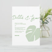 Monstera · Moderne Tropische bruiloft · Groen blad Kaart (Staand voorkant)