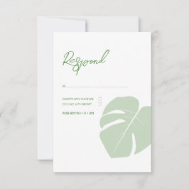 Monstera · Moderne Tropische bruiloft · Groen blad RSVP Kaartje