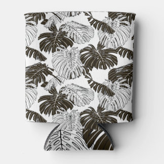 Monstera Monochroom: Zwart-wit naadloos. Blikjeskoeler