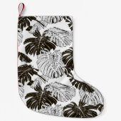 Monstera Monochroom: Zwart-wit naadloos. Kleine Kerstsok (Voorkant)