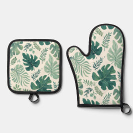 Monstera Mood – Tropisch blad Ovenwant & Pannenlap Set