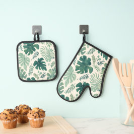 Monstera Mood – Tropisch blad Ovenwant & Pannenlap Set