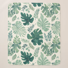 Monstera Mood – Tropisch blad Sherpa Deken
