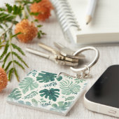Monstera Mood – Tropische blad acryl Sleutelhanger (Voorkant Rechts)