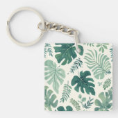 Monstera Mood – Tropische blad acryl Sleutelhanger (Voorkant)