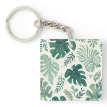 Monstera Mood – Tropische blad acryl Sleutelhanger