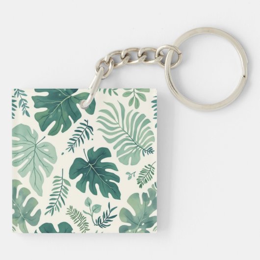 Monstera Mood – Tropische blad acryl Sleutelhanger (Achterkant)