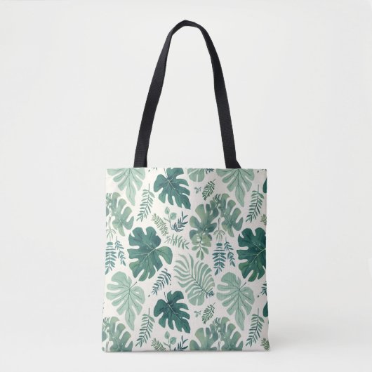 Monstera Mood - Tropische bladpatroon Canvas tas (Voorkant)
