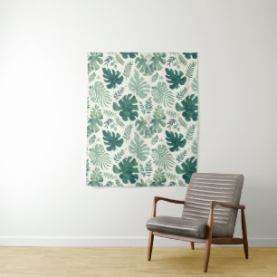 Monstera Mood – Tropische bladpatroon stof tapes Wandkleed