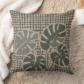 Monstera Moss Green Premium Throw Pillow Kussen (Deken)
