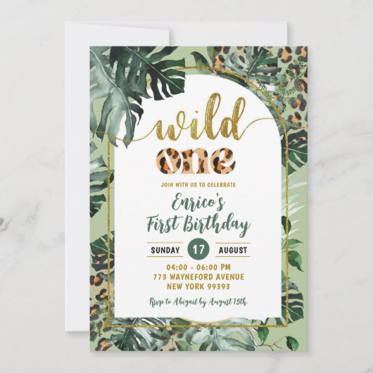 Monstera Oerwoud Tropical Wild One Boy 1e Verjaard Kaart (Voorkant)
