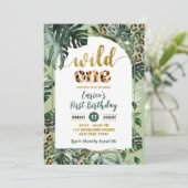 Monstera Oerwoud Tropical Wild One Boy 1e Verjaard Kaart (Staand voorkant)