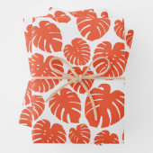 Monstera - Oranje en wit Inpakpapier Vel (In situ)