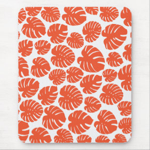 Monstera - Oranje en wit Muismat