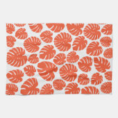 Monstera - Oranje en wit Theedoek (Horizontaal)
