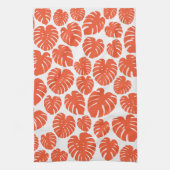 Monstera - Oranje en wit Theedoek (Verticaal)