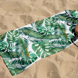 Monstera Palm Banaan Tropische Bladeren   Monogram Strandlaken