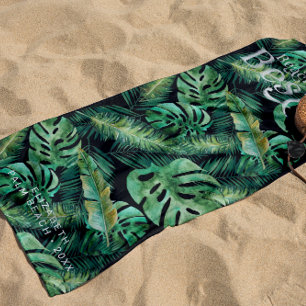 Monstera Palm Banana Tropical Leaves   Monogram Strandlaken