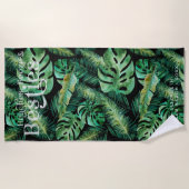 Monstera Palm Banana Tropical Leaves | Monogram Strandlaken (Voorkant)