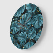 Monstera Palm, Golden Splash Naadloos. Grote Klok (Hoek)
